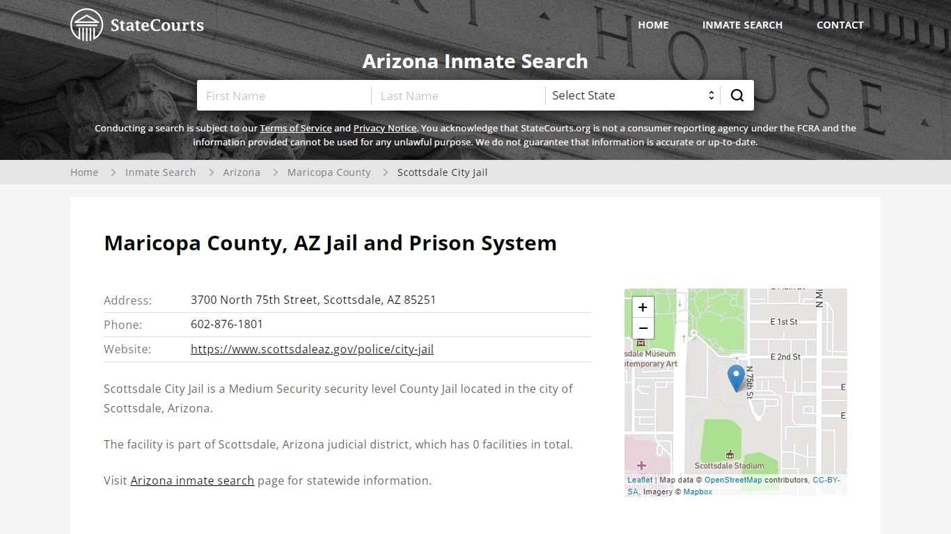 Scottsdale City Jail Inmate Records Search, Arizona - StateCourts